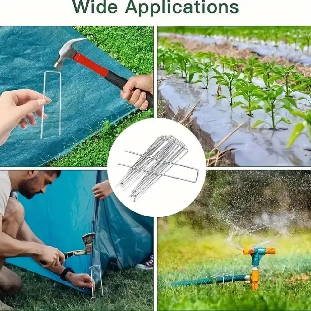 100Pcs Bend-free Ground Nail Steel U-type Garden Turf Staples  Artificial Grass