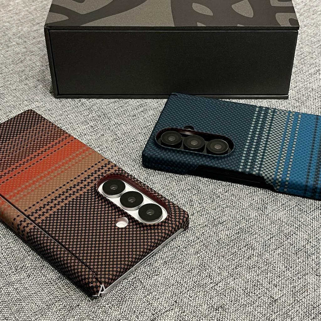Business 600D Carbon High-end Aramid Fiber Texture Phone Case for Samsung Galaxy Z Fold 8 Ultra 8 7 6 5 Hinge Protective Anti-drop Back Cover