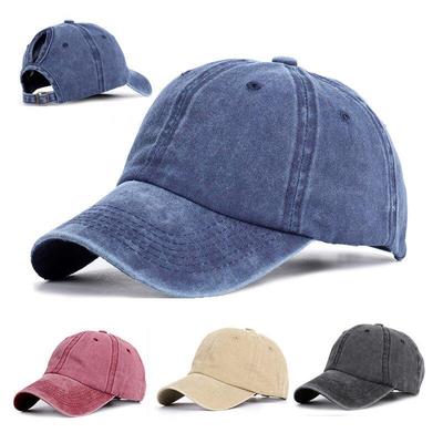 Damen-Baseballmütze mit Pferdeschwanz, Sommerkappe aus gewaschenem Denim und Baumwolle, verstellbare Trucker-Papa-Mütze für den Außenbereich