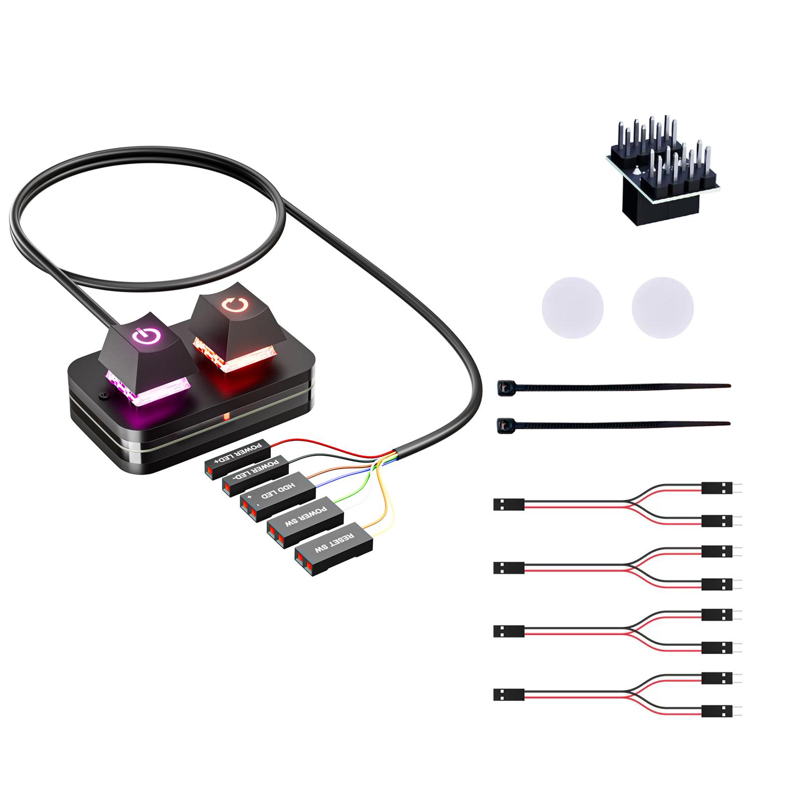 

2M PC External Power Supply Button with ON Off Reset Desktop Switch Splitter with RGB Light for Computers Motherboard China Mainland