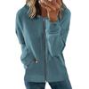 New European and American Autumn and Winter Zipper Cardigan Jacket Women's Casual Solid Color Loose Versatile Hooded Jacket Top
