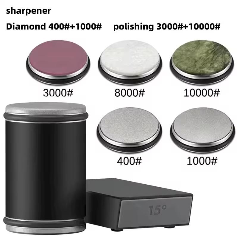 Portable Knife Sharpener Magnetic Knife Holder Diamond Sharpening Stone Kit 15 and 20 Degrees Angle Roller Kitchen Accessory