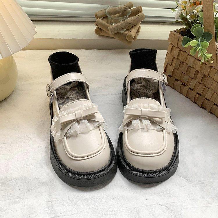 

2025 spring new round head British style platform Mary Jane shoes retro Korean version single shoes bow casual small leather shoes 40
