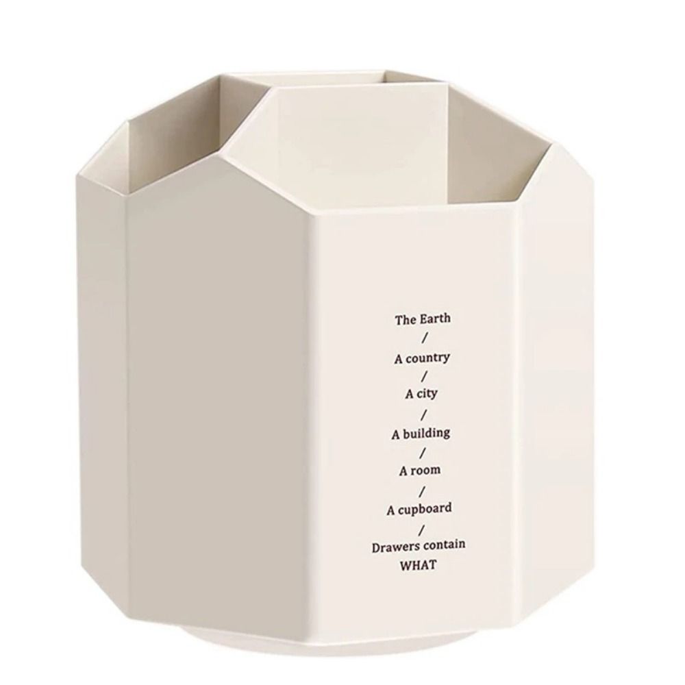 

360 Rotatable Hexagon Shaped Pen Holder 5 Grids Stationery Storage Box Home Office School none swivel base