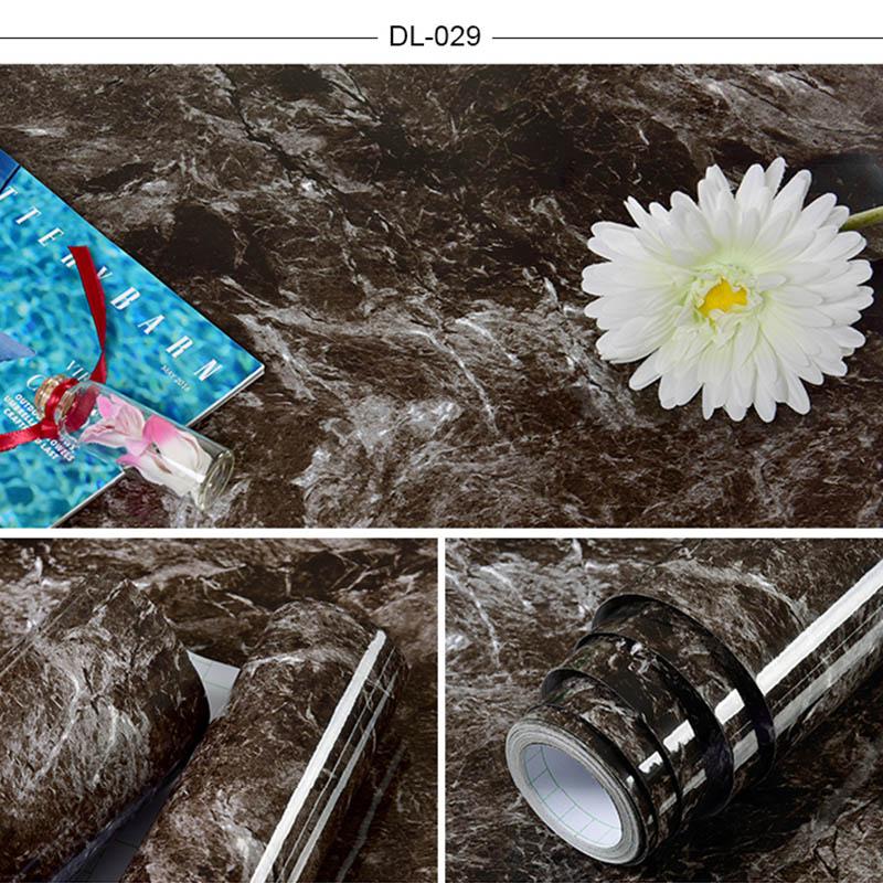 PVC Self-Adhesive Marble Wallpaper Kitchen Tile Stove Waterproof Oilproof Stickers Furniture Desktop Countertop Protective Film