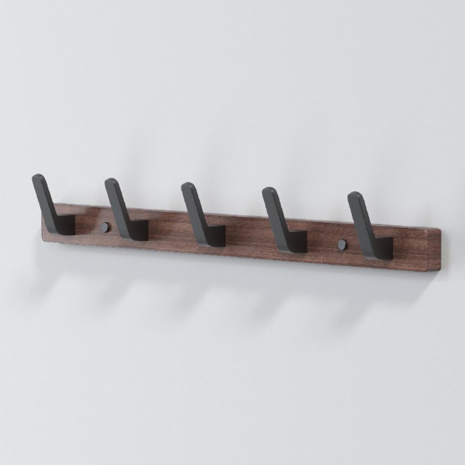 Wood Wall Hook White Black Aluminum Creative 3 4 5 6 Row Hooks for Bathroom Kitchen Door Decorative Coat Towel Key Holder Hanger