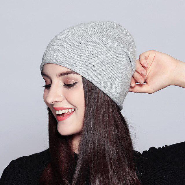 Buy Knitted Beanies Hat Women Winter Soft Casual Wool Hats Female Solid