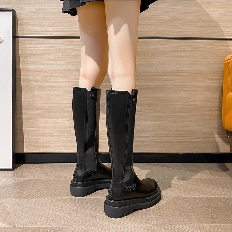 Double Tube Circumference Knight Boots Plus Large Tube Circumference Tall Tube Thick Leg Boots Martin Boots Fat Mm Cigarette Boots Large Size Women's
