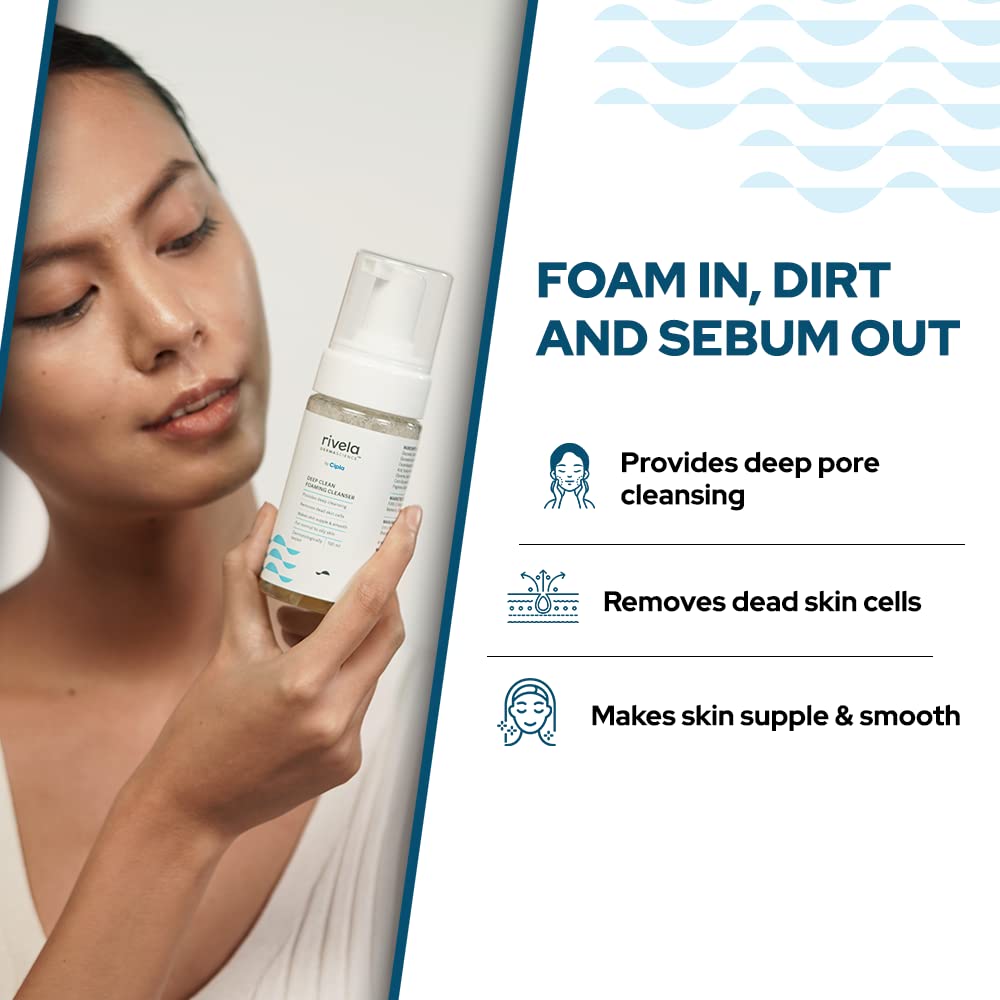 Rivela Dermascience Deep Clean Schäumender Gesichtsreiniger 100 ml 3er-Pack Für glatte, geschmeidige Haut