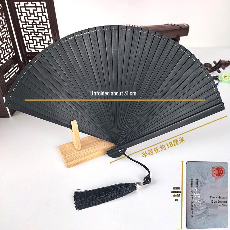 Women s Chinese Style Hanfu Qipao Small Folding Bamboo Dance Fan - Green