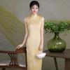 Embroidery Yellow Sleeveless National Style New Chinese Style Suzhou Long Cheongsam Improved Young 1011 New Women's High Sense