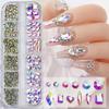 3D Nail Art Rhinestones 12-Grid Super-Shiny Flatback Rhinestones Decorative Nail Art Adhesive Multiple Shapes Diy Nail Designs