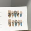 Women Press‑On Nails Pure‑Handmade Amber Cat‑Eye Pile Rhinestone Sparkling Light‑Luxury False Nail Patches