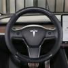Kohlefaser +Echtleder Auto Lenkradabdeckung Rutschfest Für Tesla Model 3 2016 2018 Autozubehör