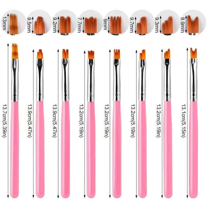 

Nail art pen set,8-piece,featuring petal-shaped pens with serrated edges,double-layer gradient nail art brushes,and floral pens