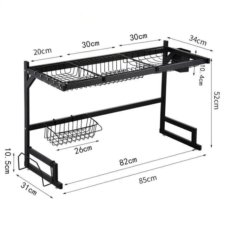 Kitchen Storage Shelf Above The Sink Bowl Draining Rack Multifunctional Dish Knife Rag Spoons Sink Rack Set  Organizer Kitchen