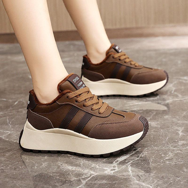 BN027 New Autumn Platform Women's Shoes Board Shoes Fleece Heightening Leisure Student Splicing Shoes Tide Sports