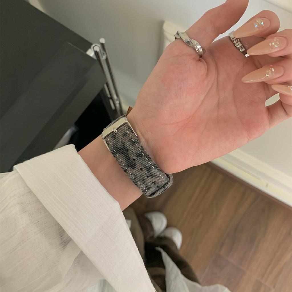 Watch Band For Apple Watch Series 10 Ultra 9 8 7 SE 6 5 4 3 2 1 46mm 49mm 45mm 44mm 42mm Denim Genuine Leather Strap