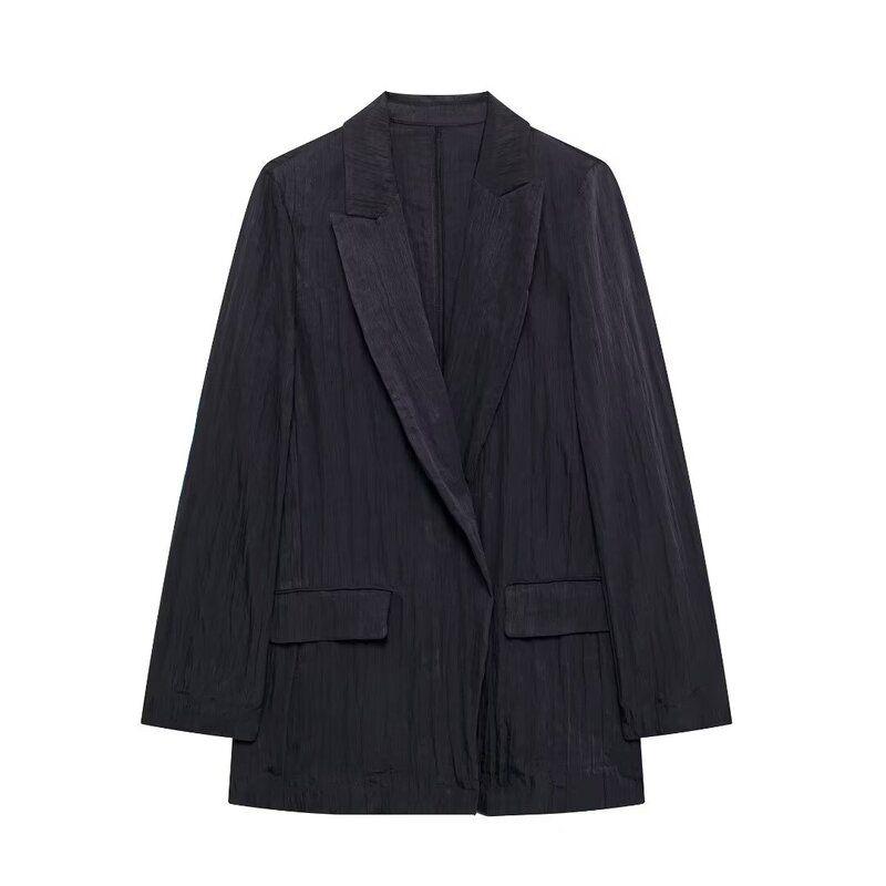 Fashion Style 2024 Autumn New Women's Clothing Wrinkle Casual Easiest for Match Suit Outwear Wide Leg Pants 8020759