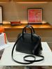 Mini Bowling Goat Grain Cowhide Leather Shoulder Bag