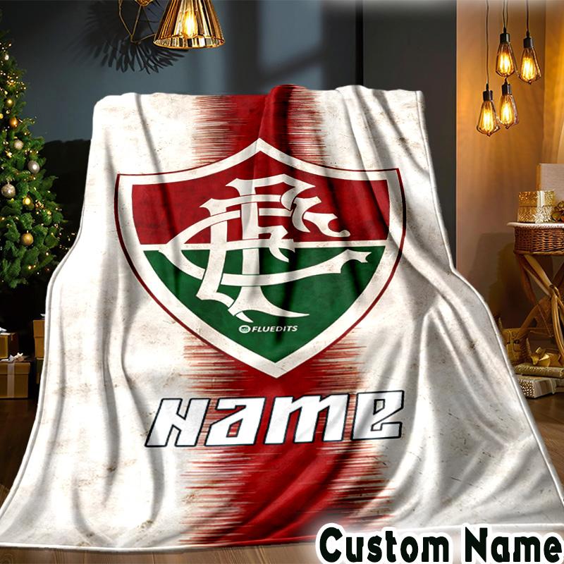 Custom Name Flamengo Team Crest Throws Blanket Flannel Blankets for Couch Bed Gifts for Men Women Picnic Blanket Christmas Fan Gifts