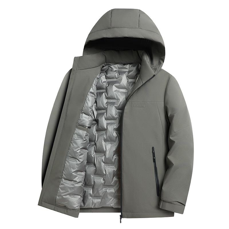 Men's Winter Down Jacket with Detachable Hood - Thick, Warm, and Stylish Outerwear for Middle-Aged Men.