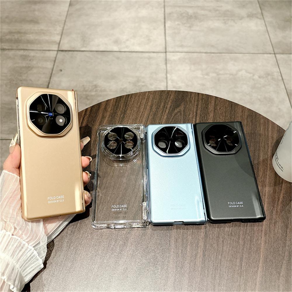 Fashion Solid Color Phone Case For VIVO X Fold 5 Front Protection Film PC Hard Shell Hinge Transparent Fold5 Back Cover