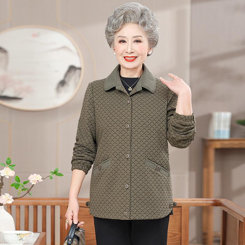 

Стильный свободный кардиган для мам: Модная весенне-осенняя куртка для людей среднего и пожилого возраста XL (85-110 jin) темно-зеленого