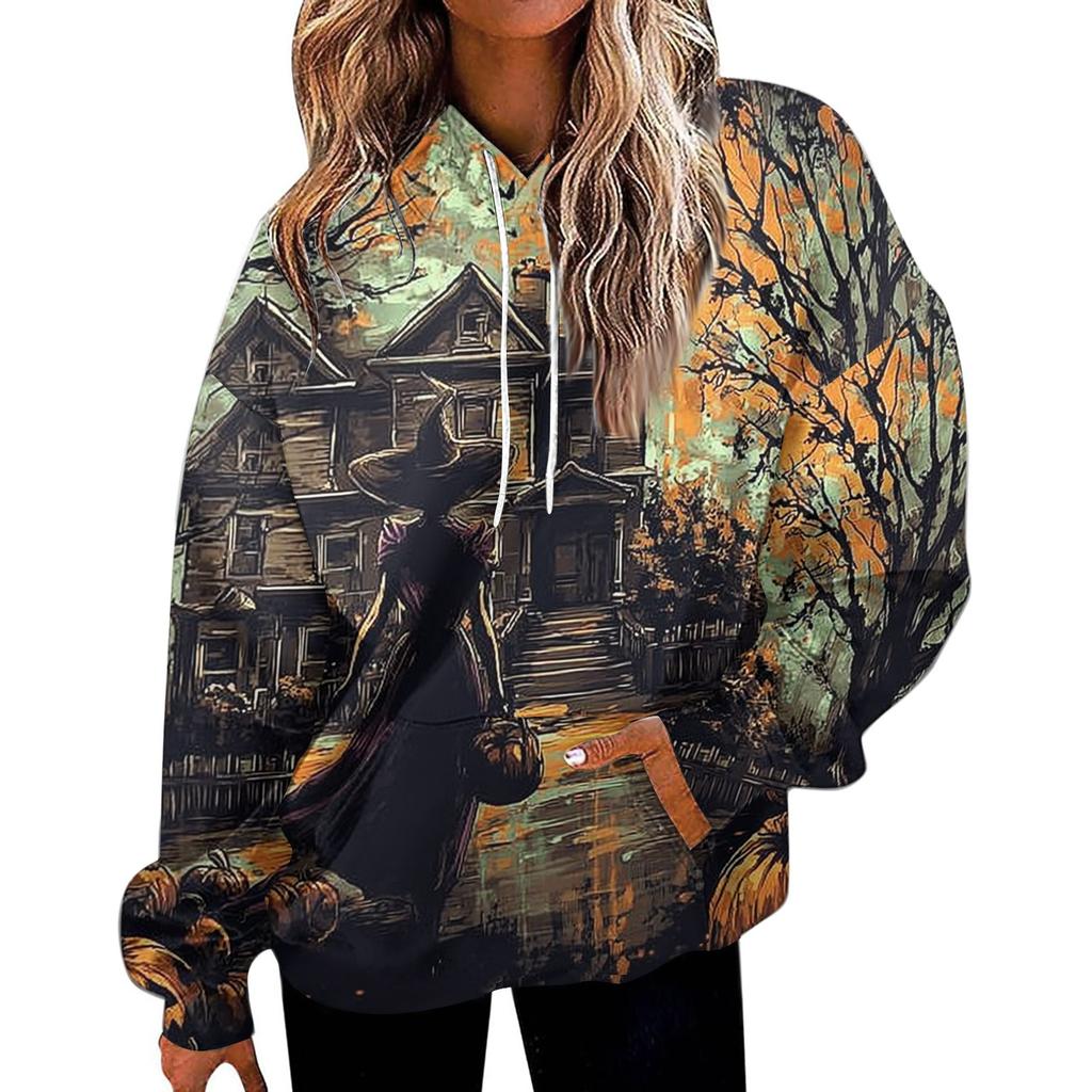 Dámská módní mikina s potiskem, ležérní mikina s kapucí a kapsami