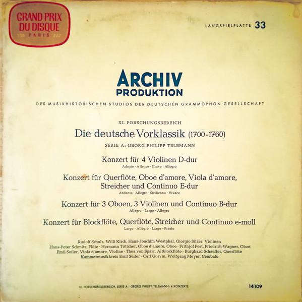 

LP Record GEORG PHILIPP TELEMANN 4 Konzerte 14109APM Archiv Produkti 1964 Germany Classical Used