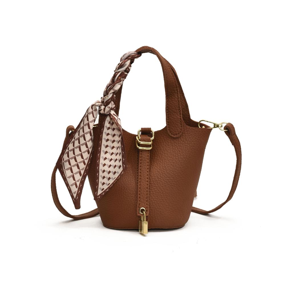 Popular Popular Fashion Lychee Pattern Temperament Advanced Sense Portable Bucket Bag Women's Leisure Commuting Niche Messenger Bag Bag