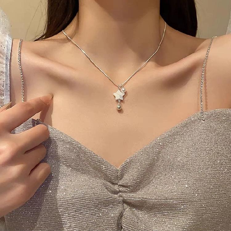 Pearls Star Pendant Necklace Sweet Cool Clavicle Chain Choker Neck Chain