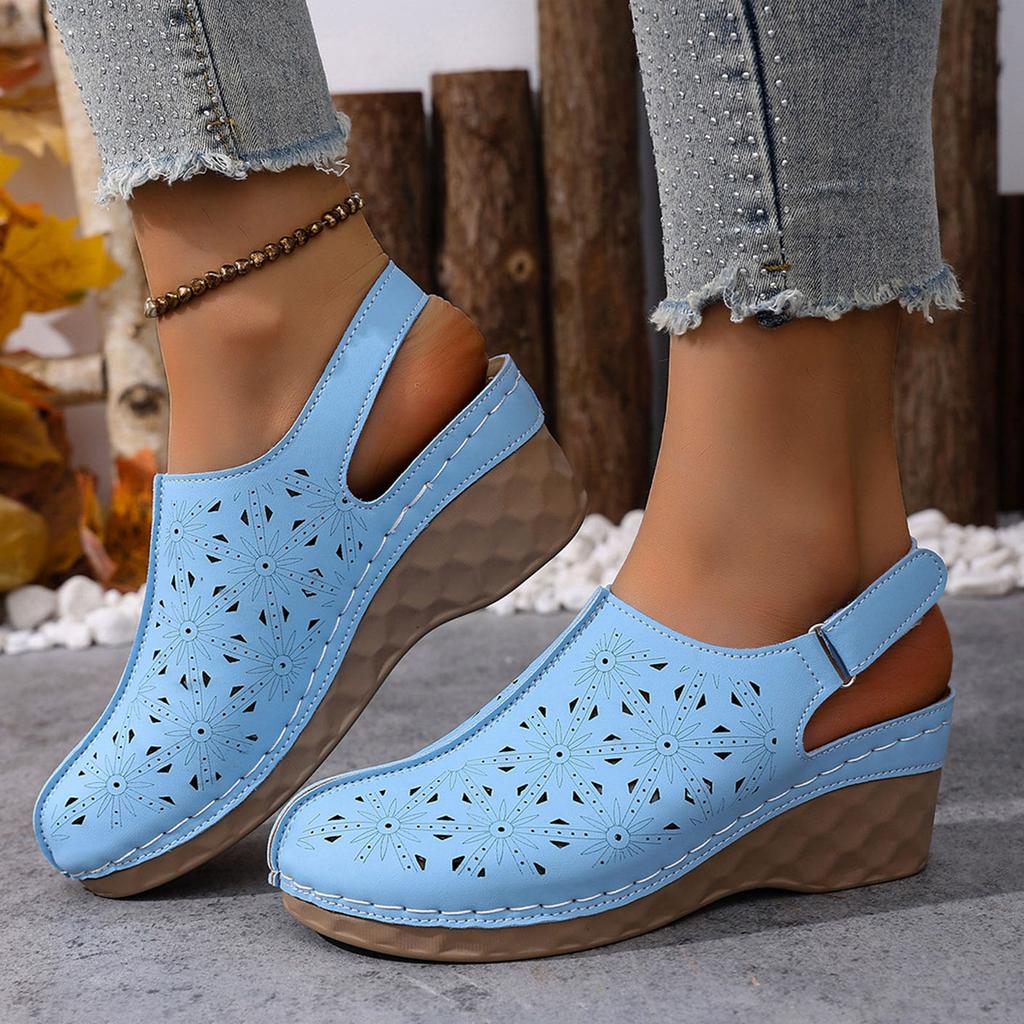 Adjustable Wedge Heel Versatile Platform Plus Size Casual Stylish Simple Closed Two Strap Sandals Women Slide Sandals For Women