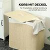 3 Section Laundry Basket with Lid, 144L Bamboo Laundry Hamper with Handles, Removable and Washable Liner, Cream White