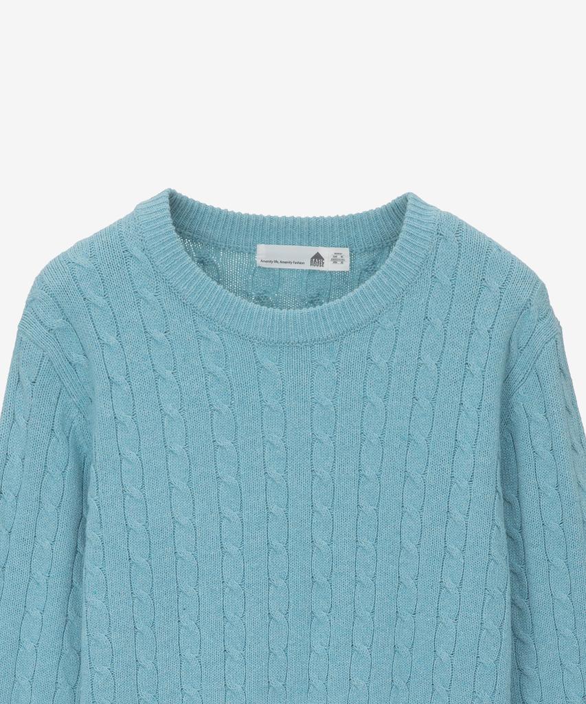 BASIC HOUSE Women'S Cable Round Neck Crop Knit Mint Lykt7201