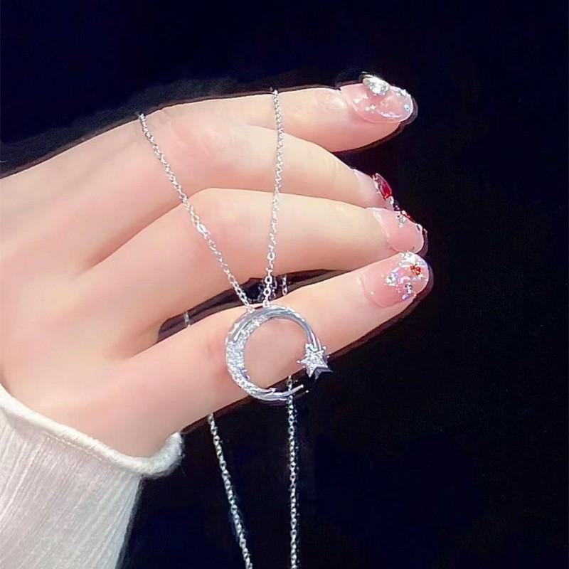 Titanium Steel Tassel Pearl Necklace with Zircon - Women's Luxury Clavicle Chain