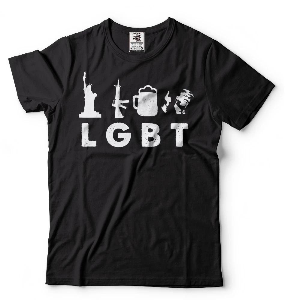 

Donald Trump Support Liberty Guns Beer Trump Support Funny Parody LGBT T-T-shirts L
