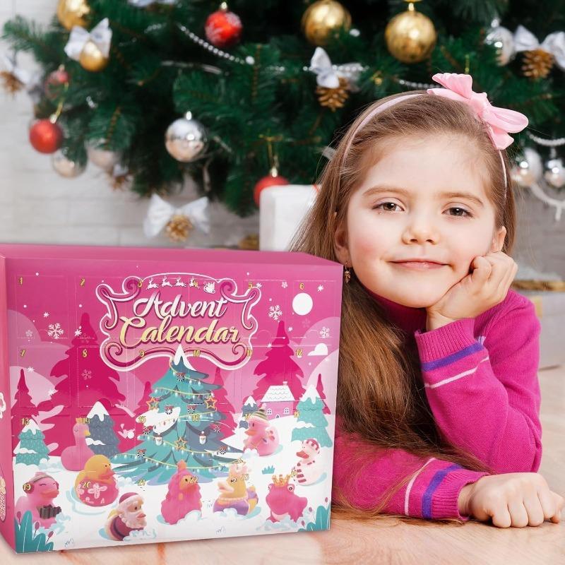 2025 Advent Calendar Christmas Rubber Ducks,24 Days Pink Rubber Duck Countdown Calendar, 24 Pcs Rubbers Ducks Bath  Pool Toys for Kids Boys Girls