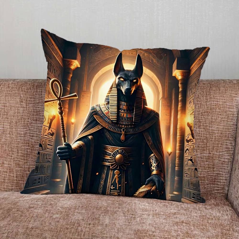 Ancient Egyptian God Anubis Pillow Case For Home Bedroom Car Office Decoration Living Room Sofa Cushion Cover Suitable