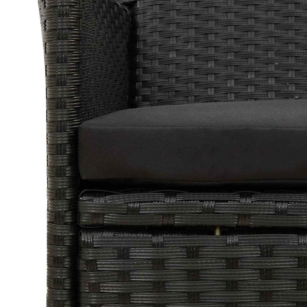 9 piece outdoor dining set with cushions poly rattan black