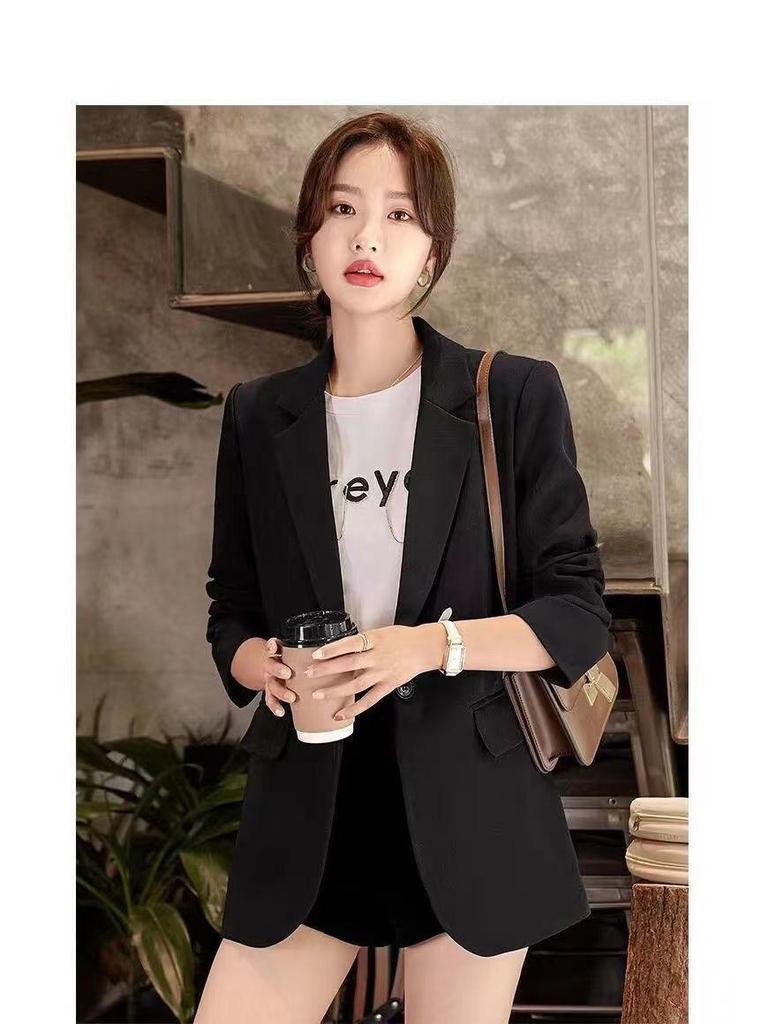 Women's 2023 Cross-Border Casual Suit Jacket for Petite Sizes with Back Slit Design