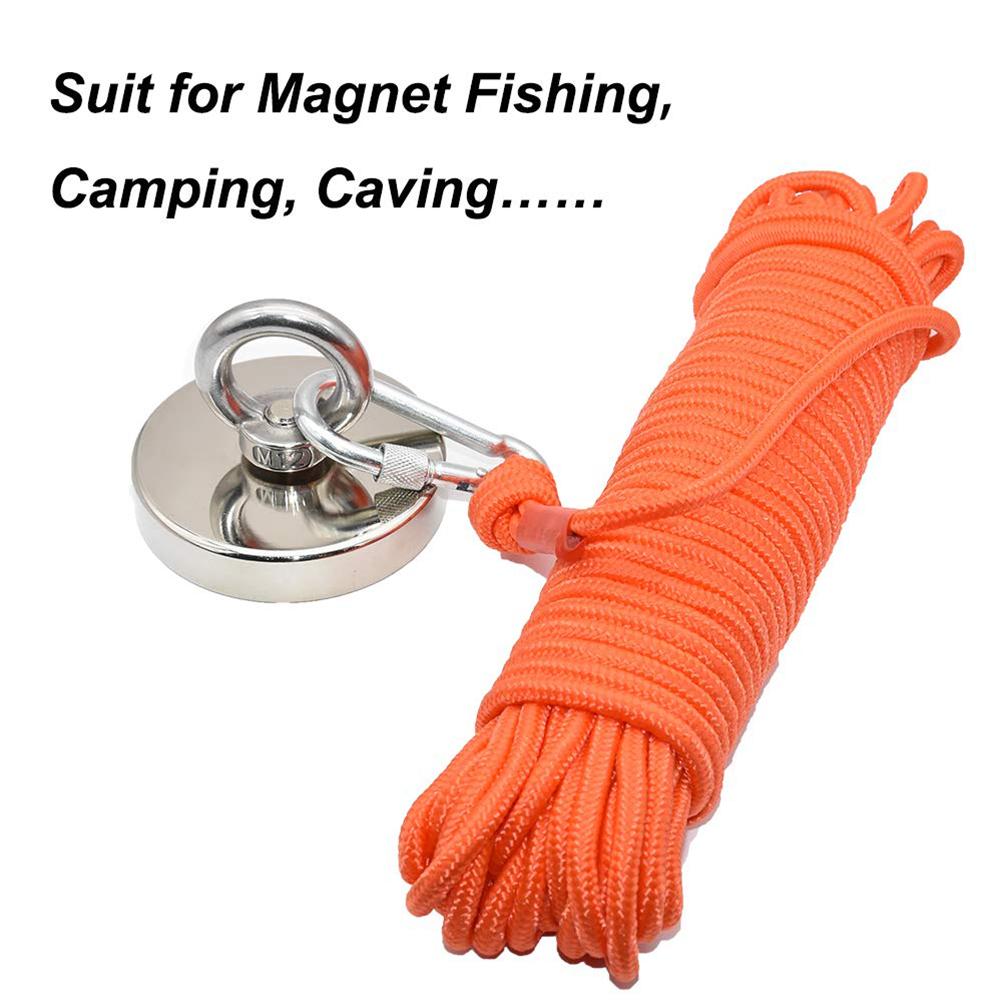 10m Fishing Magnet Rope Heavy Rope with Carabiner Nylon High Strength Cord Safety Rope