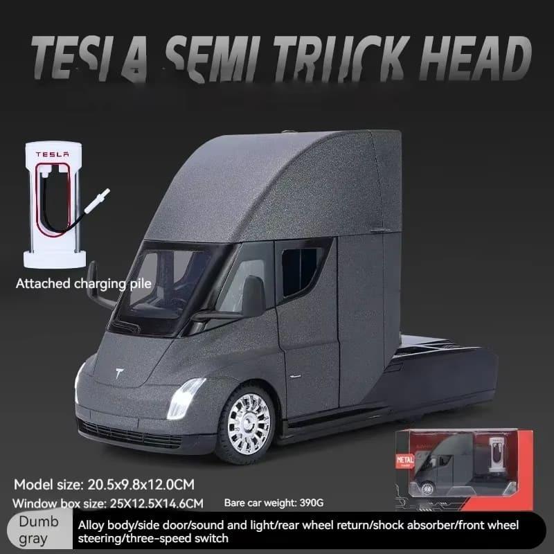 

1:24 Tesla SEMI Truck Head Trailer Model Simulation Metal Alloy Diecast Sound and Light Gift with Boys Collection Car Model Children Toy чёрный