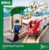 BRIO WORLD Rail & Road Travel Set [33-Piece Set] for Ages 3+ (Wooden Train with Rails) 33209