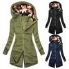 Women Hooded Coat Floral Print Patchwork Autumn Winter Drawstring Zipper Irregular Bottom Sweatshirt for Daily Wear