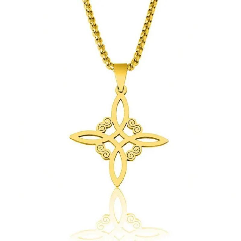 

1PC Witch Celtic-Knot Necklace Protections Witchcraft Necklace Clavicle Chain Women Men Geometric Pendant Vintage Jewelry BAL золотий