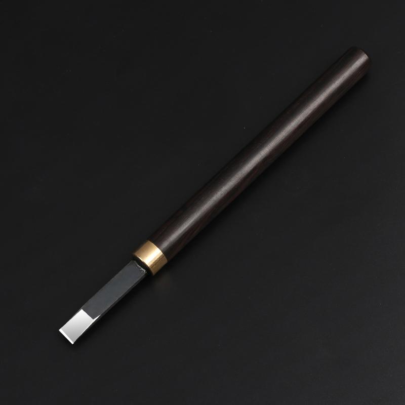 Nitriertes Weißstahl Holzschnitzmesser mit Griff aus lila Sandelholz