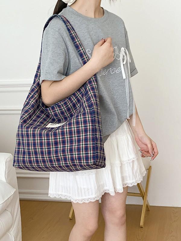 Women's Plaid Commuter Tote: Stylish, Versatile, Large-Capacity Shoulder Bag
