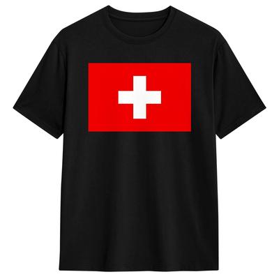 Camiseta para Hombre Bandera Suiza de Suiza Vintage Algodón Puro Camisetas Manga Corta Camisetas Cuello Redondo Ropa Adulto
