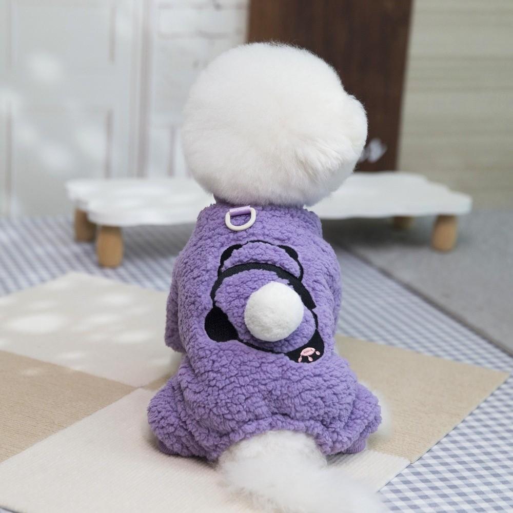 Cartoon Dog Four Legged Clothes Thickened Warm Cat Thermal Coat Dog Plush Jumpsuit Autumn Winter